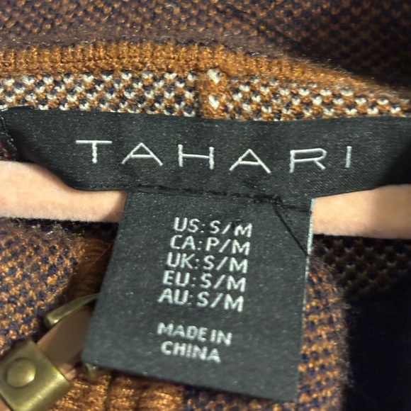 Tahari Cape Brown Blue And Cream Check Small/medium - Picture 6 of 6